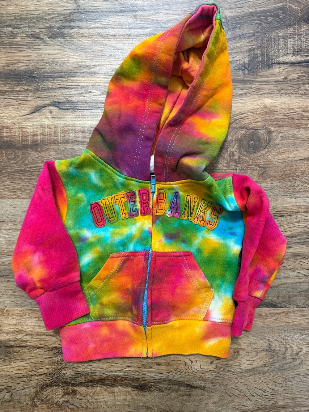 Baby Tie-Dye Outerbanks Full Zip Hoodie 80% Cotton /20% Poly - size 12M pink